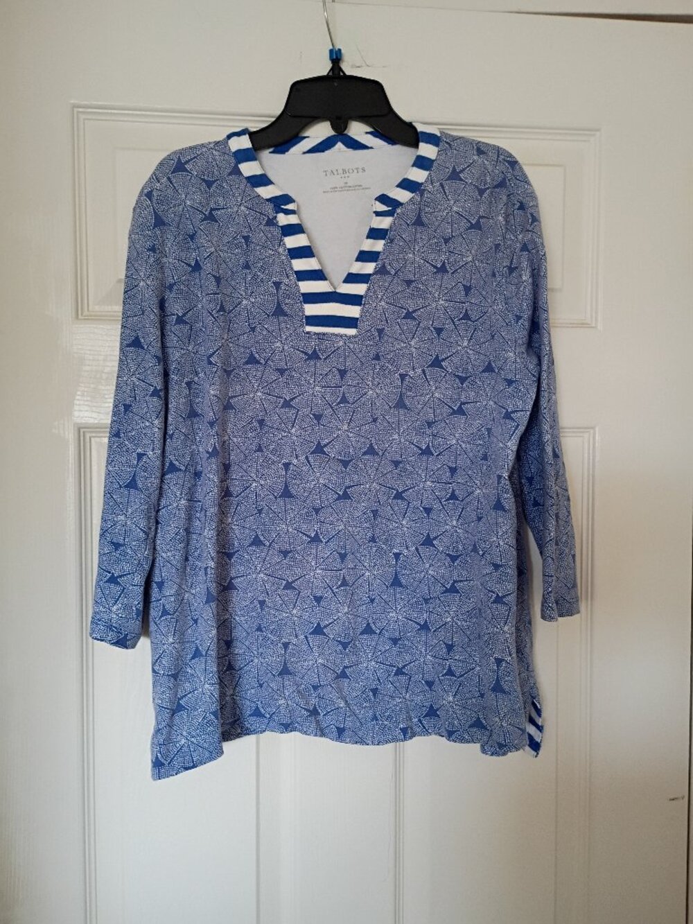 Talbots Blue and White Top Size M
